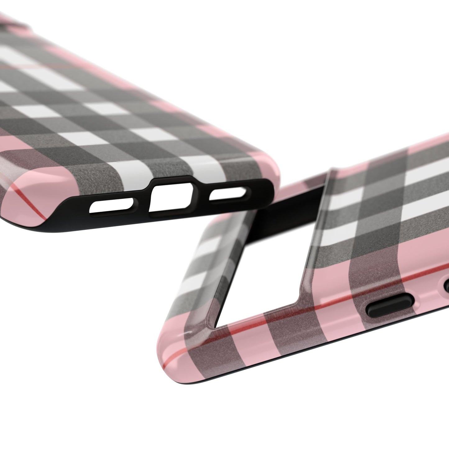 Bubblegum Plaid Tough Phone Case - Pink and Gray Buffalo Protection Cover