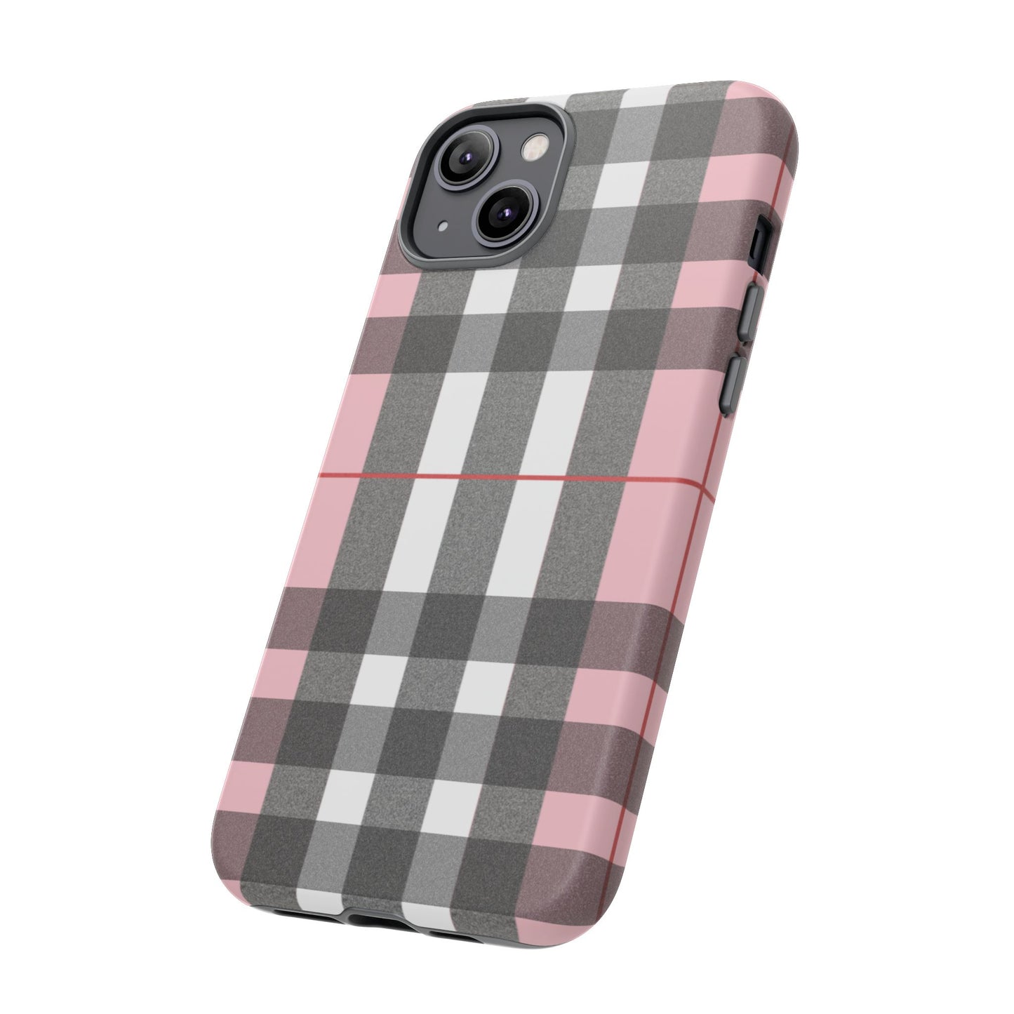 Bubblegum Plaid Tough Phone Case - Pink and Gray Buffalo Protection Cover