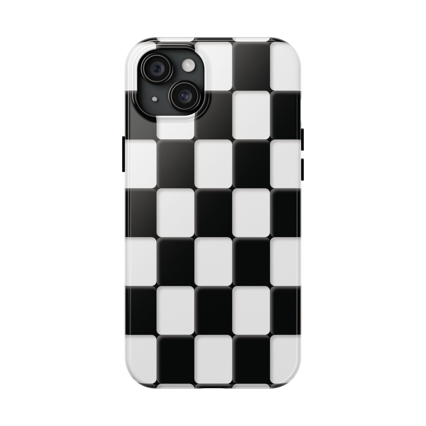 Checkerboard Tough Phone Case — Black & White Retro Protective Cover