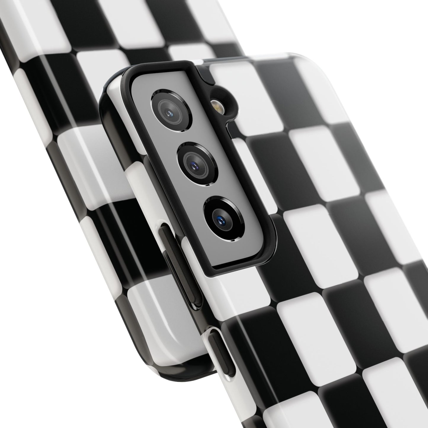 Checkerboard Tough Phone Case — Black & White Retro Protective Cover