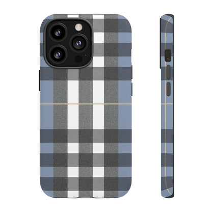 Nordic Plaid Tough Phone Case — Blue Gray Buffalo Check Protective Cover