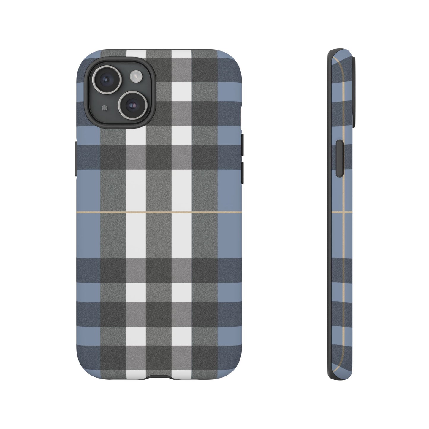 Nordic Plaid Tough Phone Case — Blue Gray Buffalo Check Protective Cover