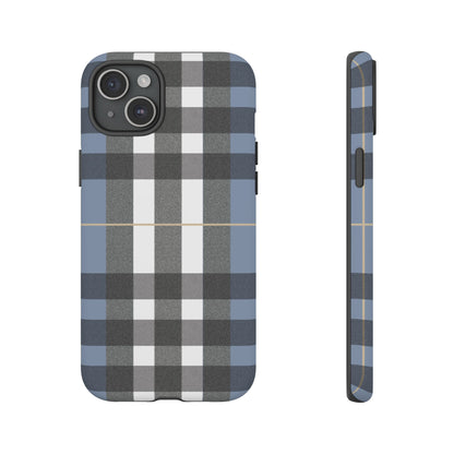 Nordic Plaid Tough Phone Case — Blue Gray Buffalo Check Protective Cover