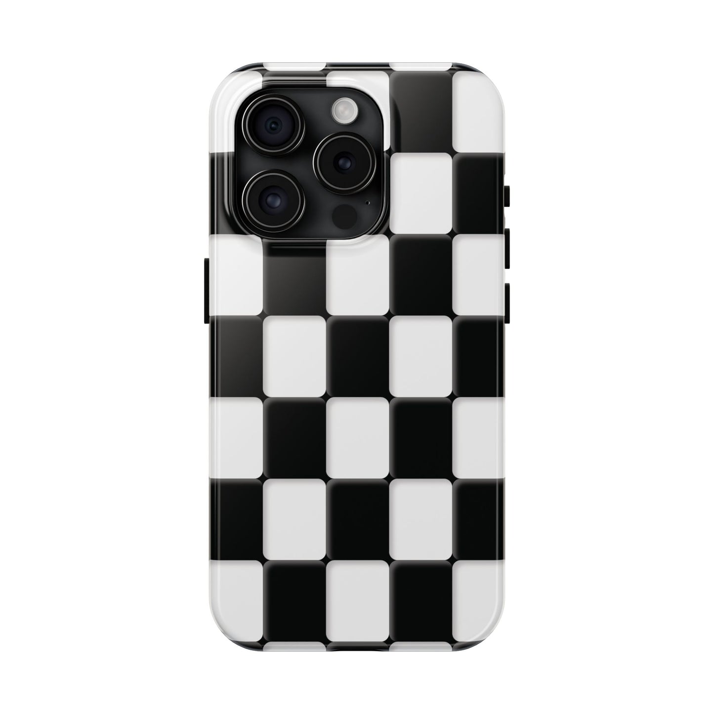 Checkerboard Tough Phone Case — Black & White Retro Protective Cover