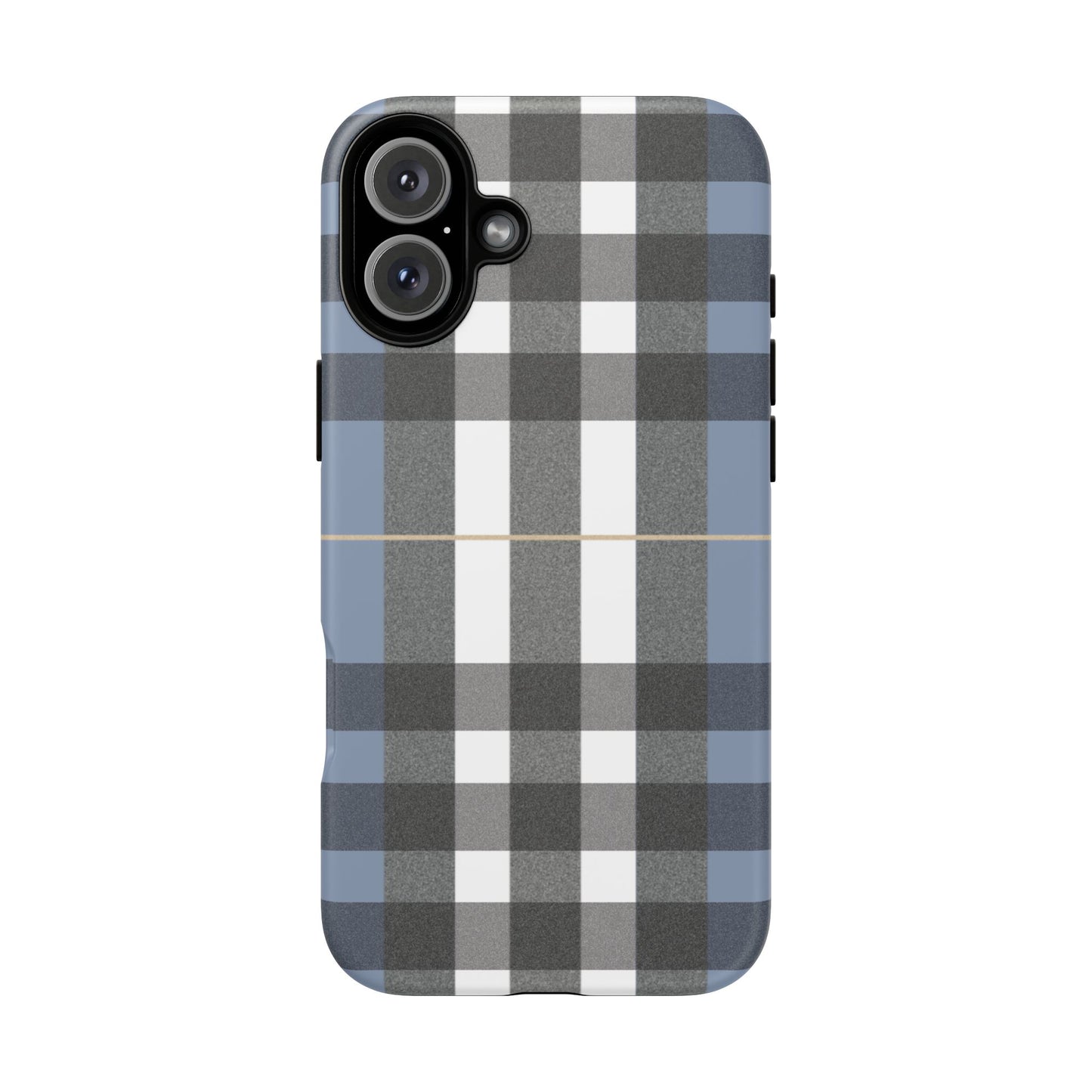 Nordic Plaid Tough Phone Case — Blue Gray Buffalo Check Protective Cover