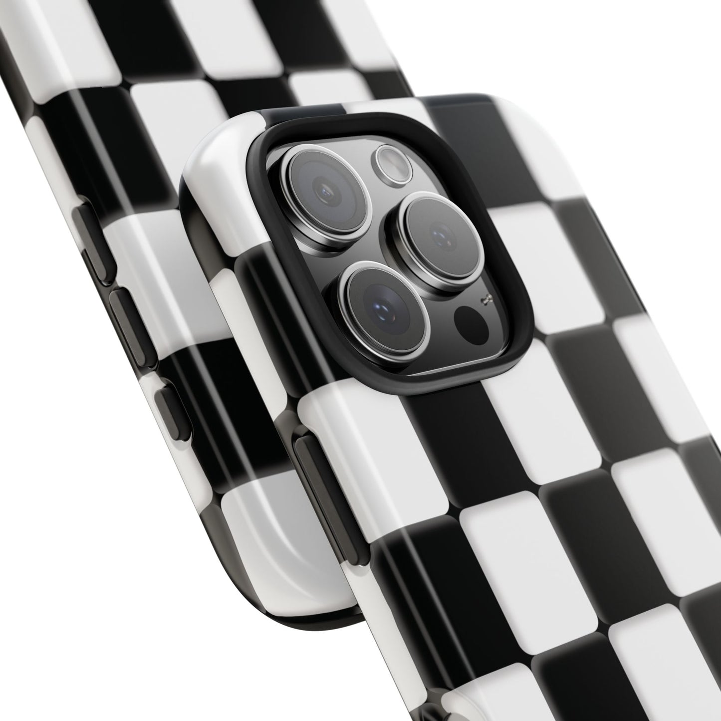 Checkerboard Tough Phone Case — Black & White Retro Protective Cover