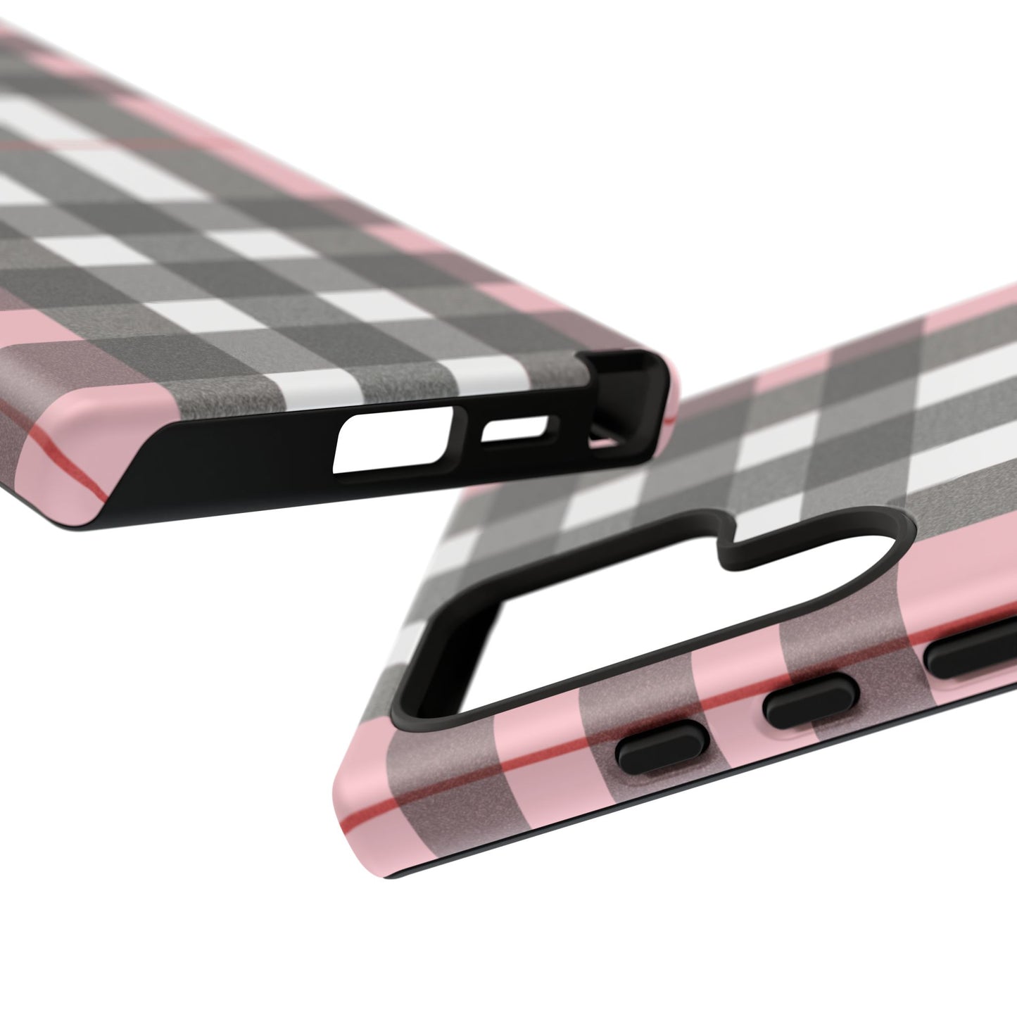 Bubblegum Plaid Tough Phone Case - Pink and Gray Buffalo Protection Cover
