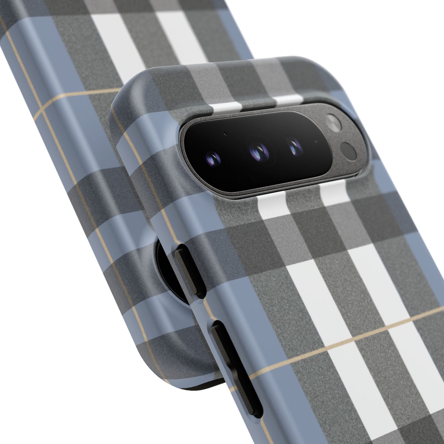 Nordic Plaid Tough Phone Case — Blue Gray Buffalo Check Protective Cover