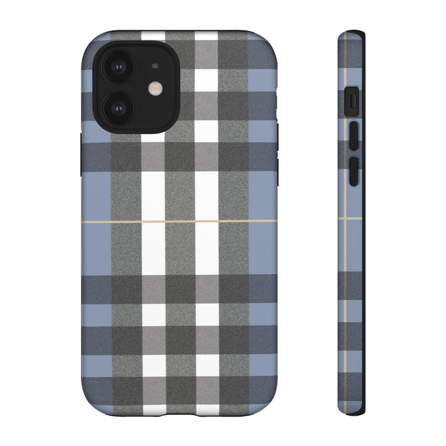 Nordic Plaid Tough Phone Case — Blue Gray Buffalo Check Protective Cover