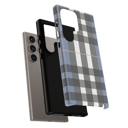 Nordic Plaid Tough Phone Case — Blue Gray Buffalo Check Protective Cover