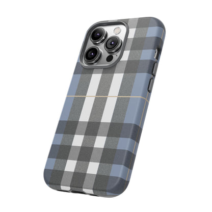 Nordic Plaid Tough Phone Case — Blue Gray Buffalo Check Protective Cover