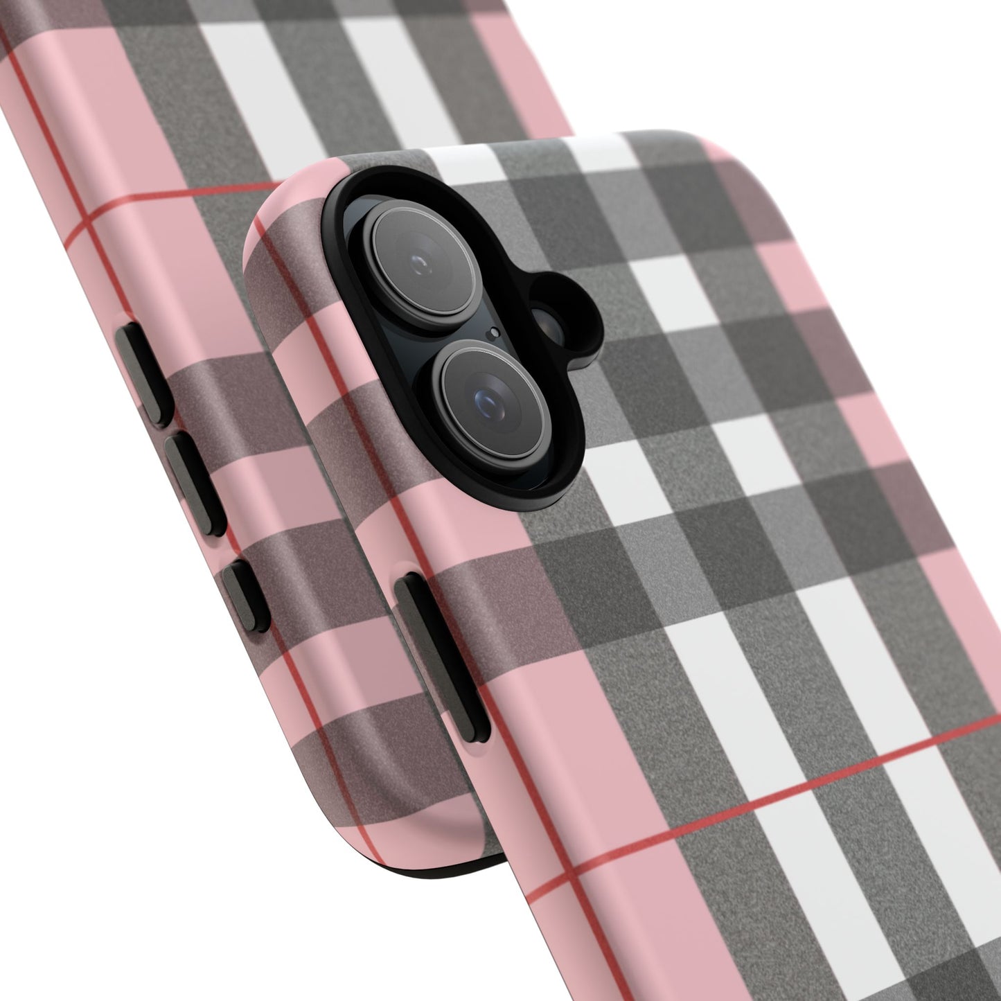 Bubblegum Plaid Tough Phone Case - Pink and Gray Buffalo Protection Cover