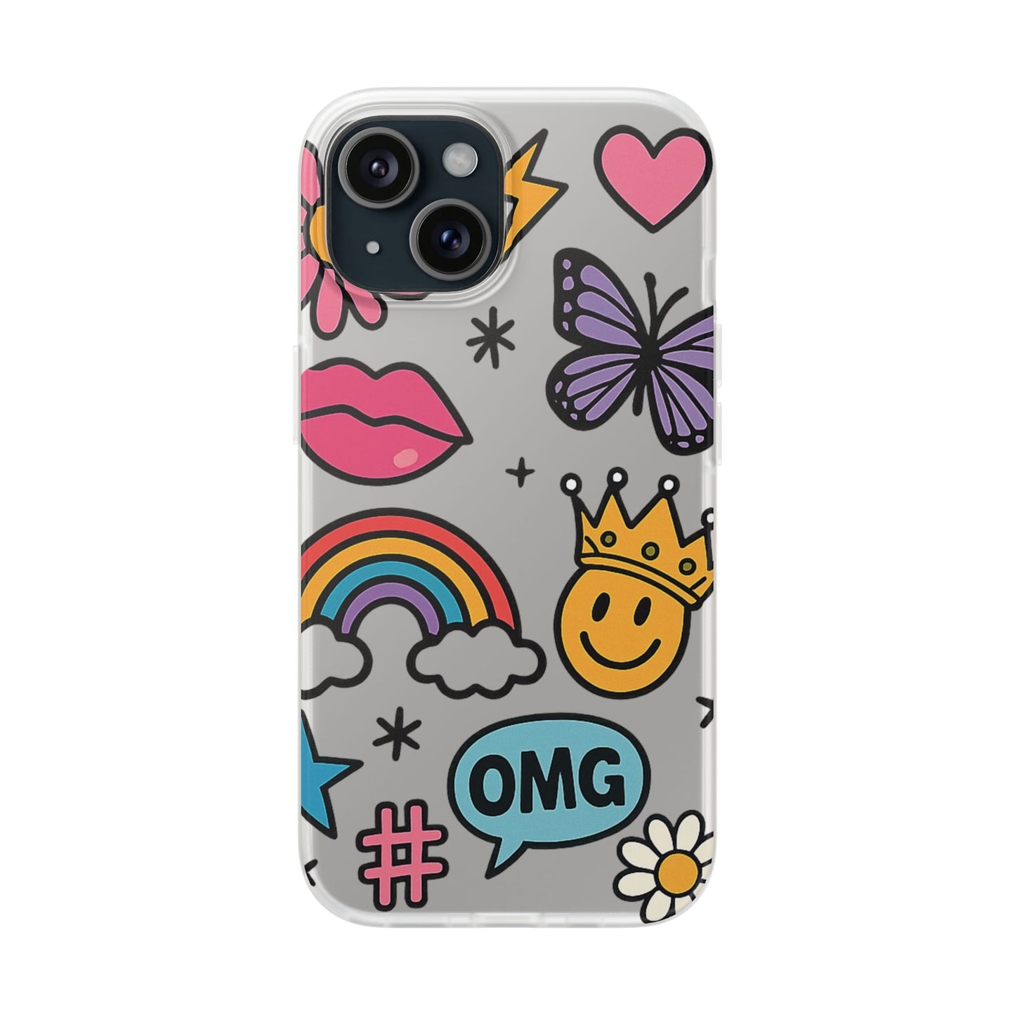 Doodle Pop Sticker Collage— Sleek Protective Flexi-Case