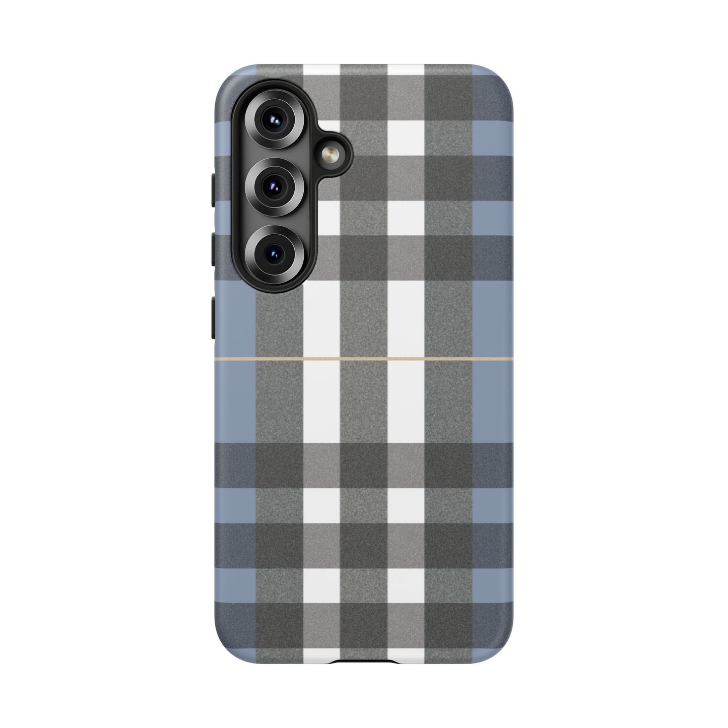 Nordic Plaid Tough Phone Case — Blue Gray Buffalo Check Protective Cover
