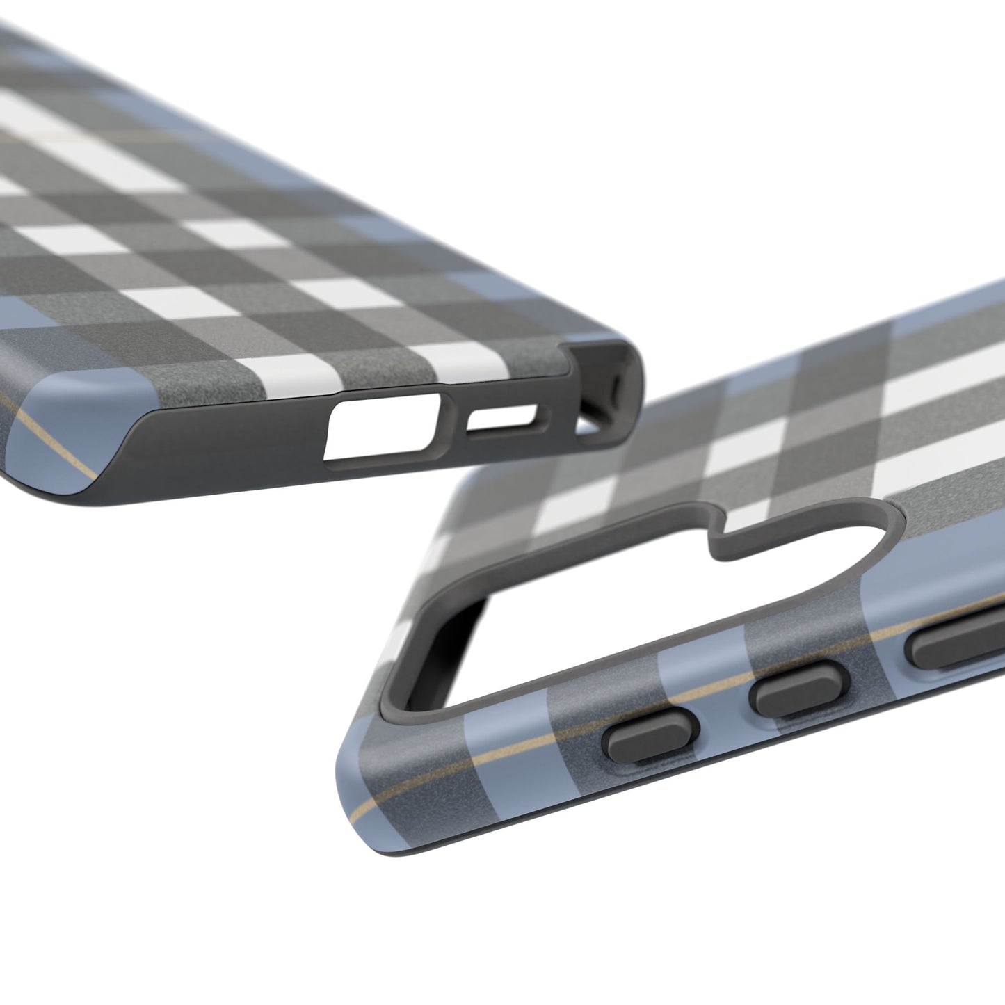 Nordic Plaid Tough Phone Case — Blue Gray Buffalo Check Protective Cover
