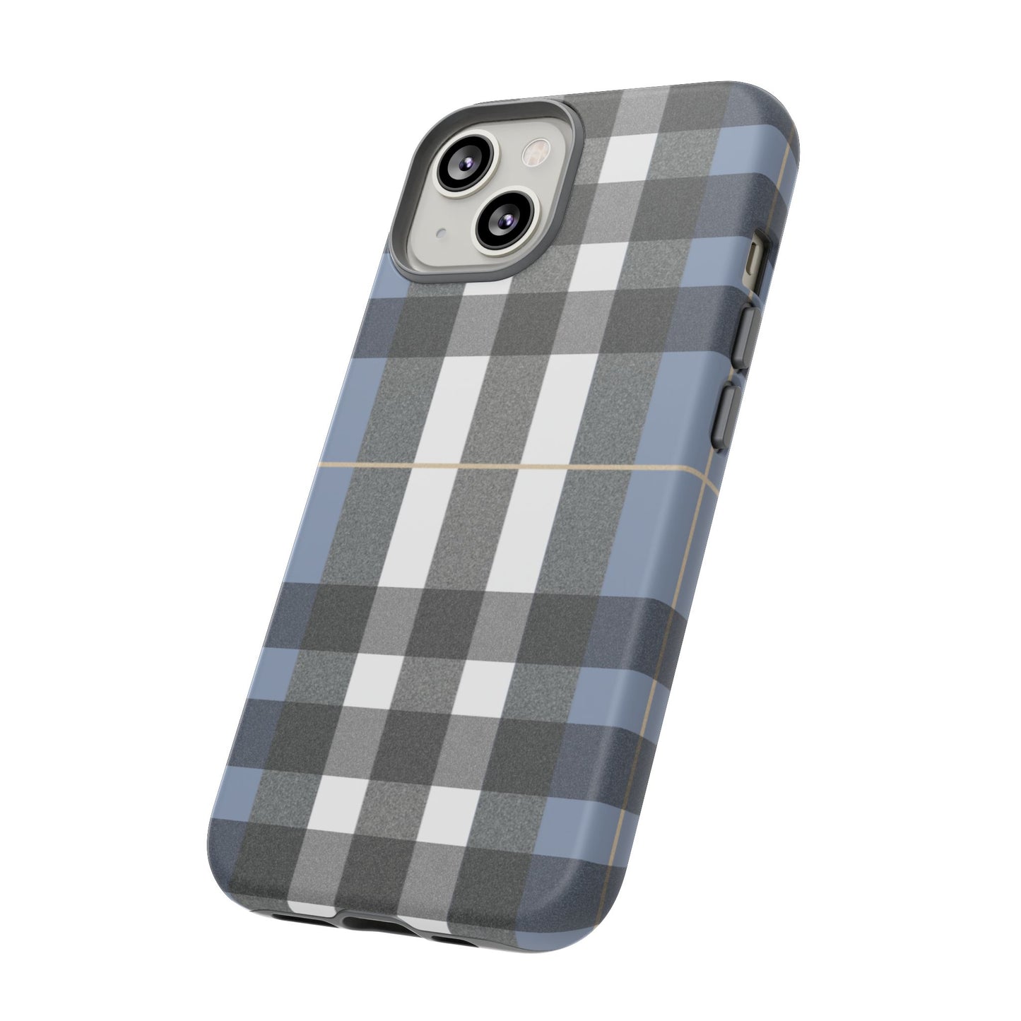 Nordic Plaid Tough Phone Case — Blue Gray Buffalo Check Protective Cover