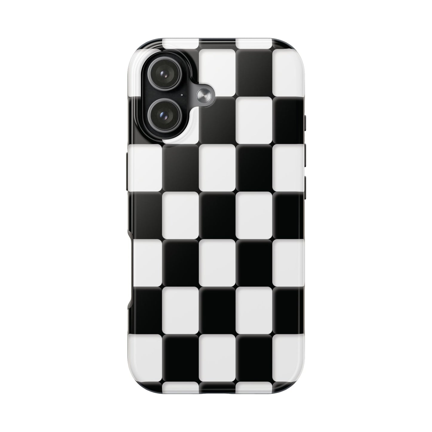 Checkerboard Tough Phone Case — Black & White Retro Protective Cover