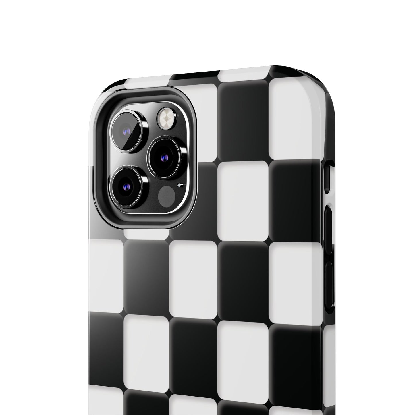 Checkerboard Tough Phone Case — Black & White Retro Protective Cover