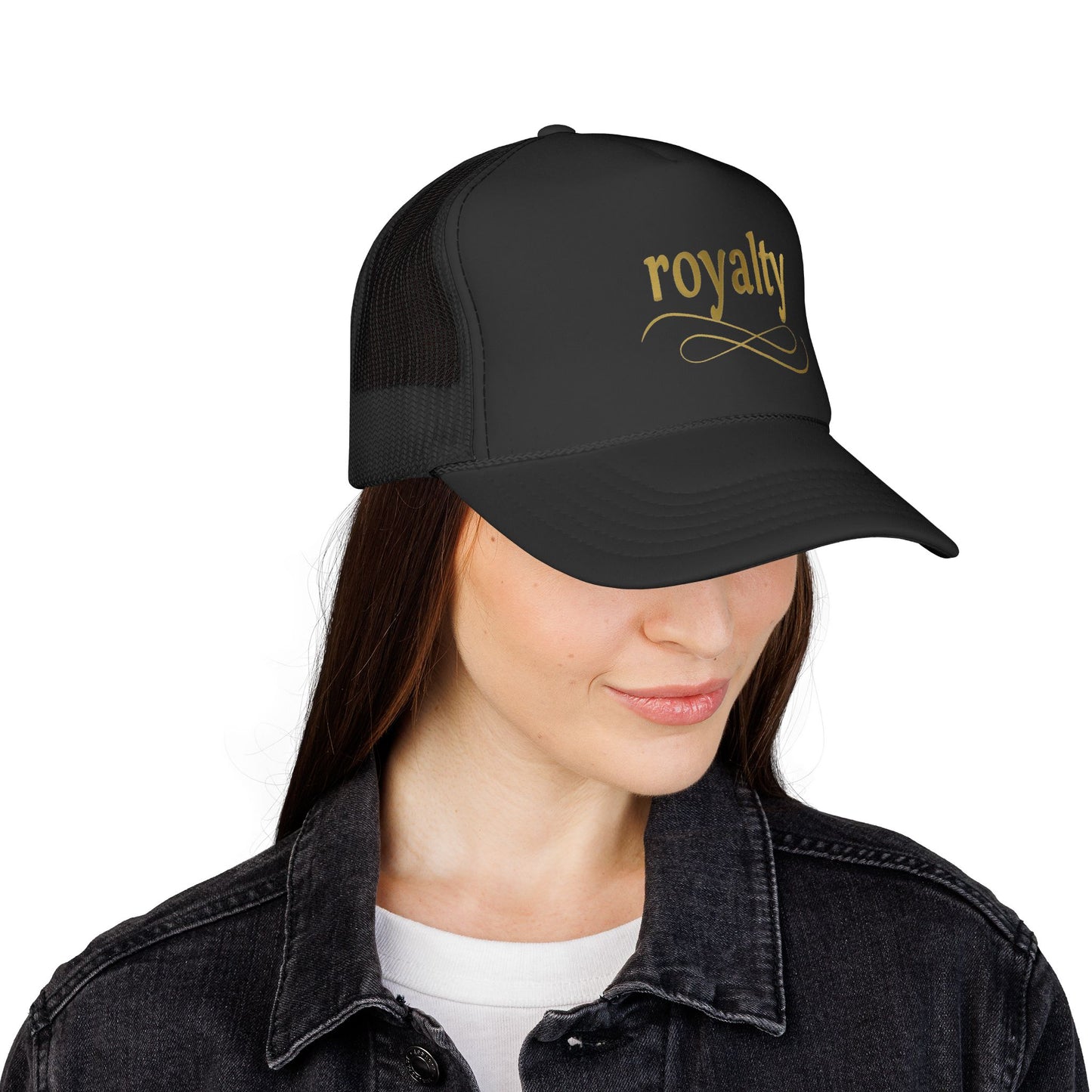 Gold Royalty Script Trucker Cap – Gold Script Mesh Hat