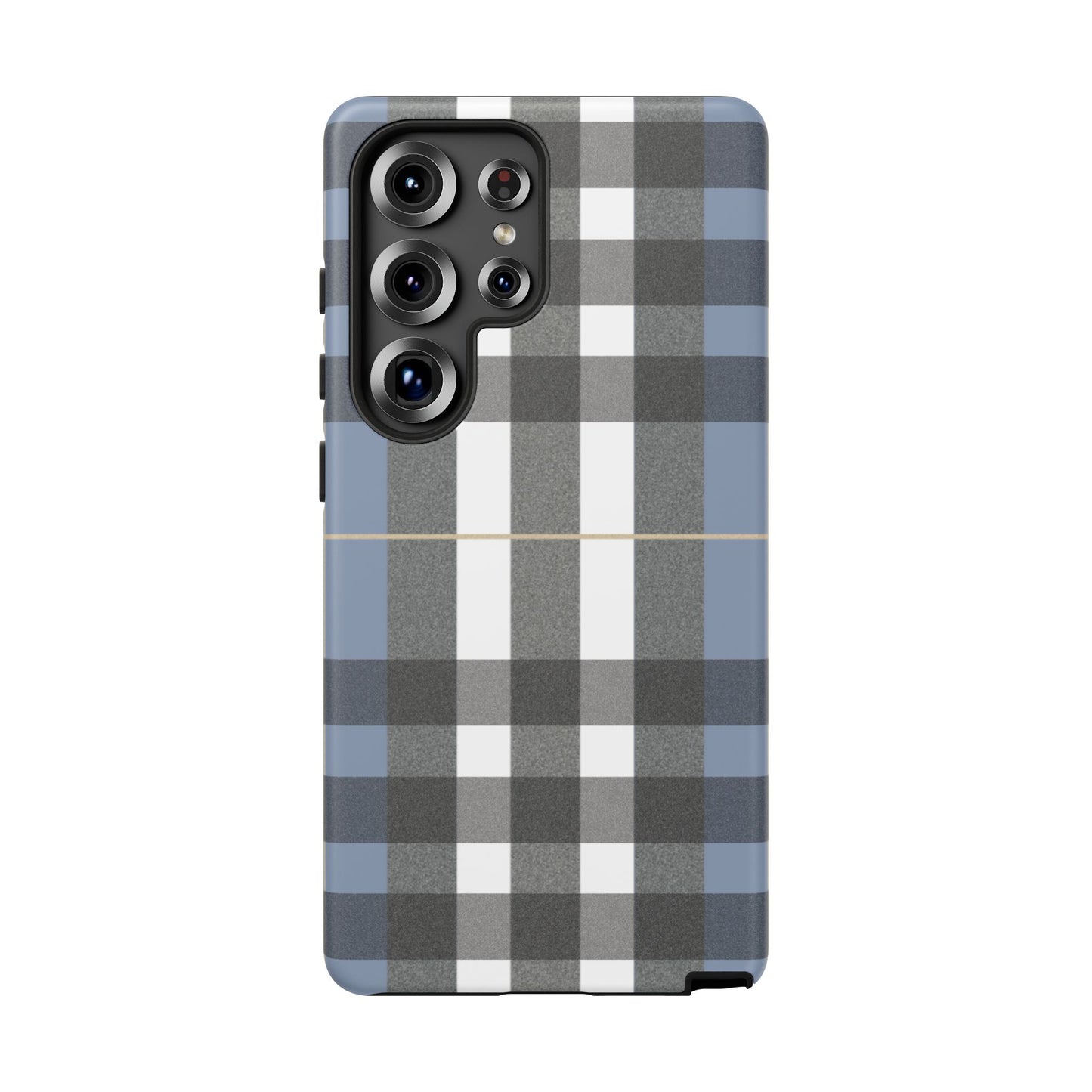 Nordic Plaid Tough Phone Case — Blue Gray Buffalo Check Protective Cover