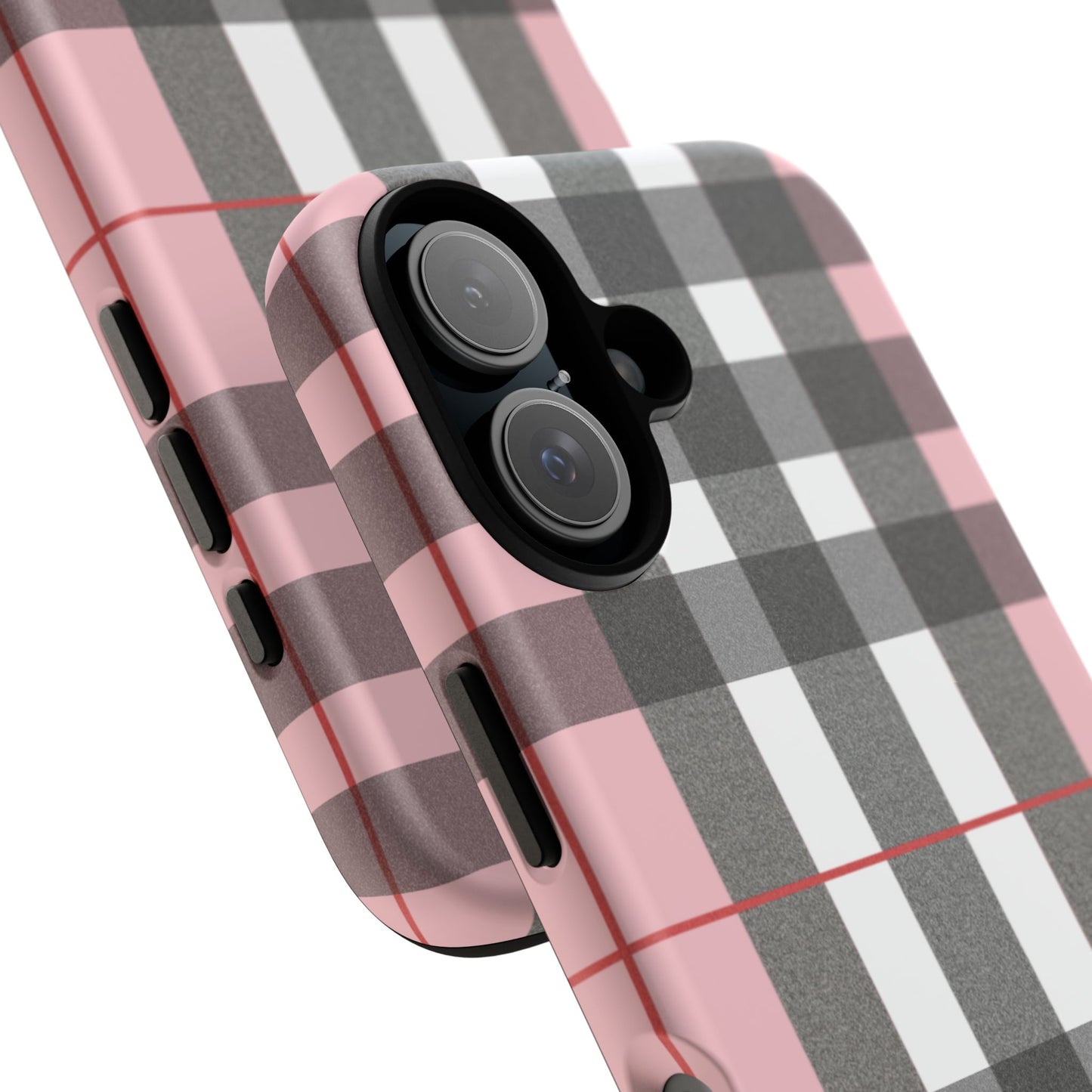 Bubblegum Plaid Tough Phone Case - Pink and Gray Buffalo Protection Cover