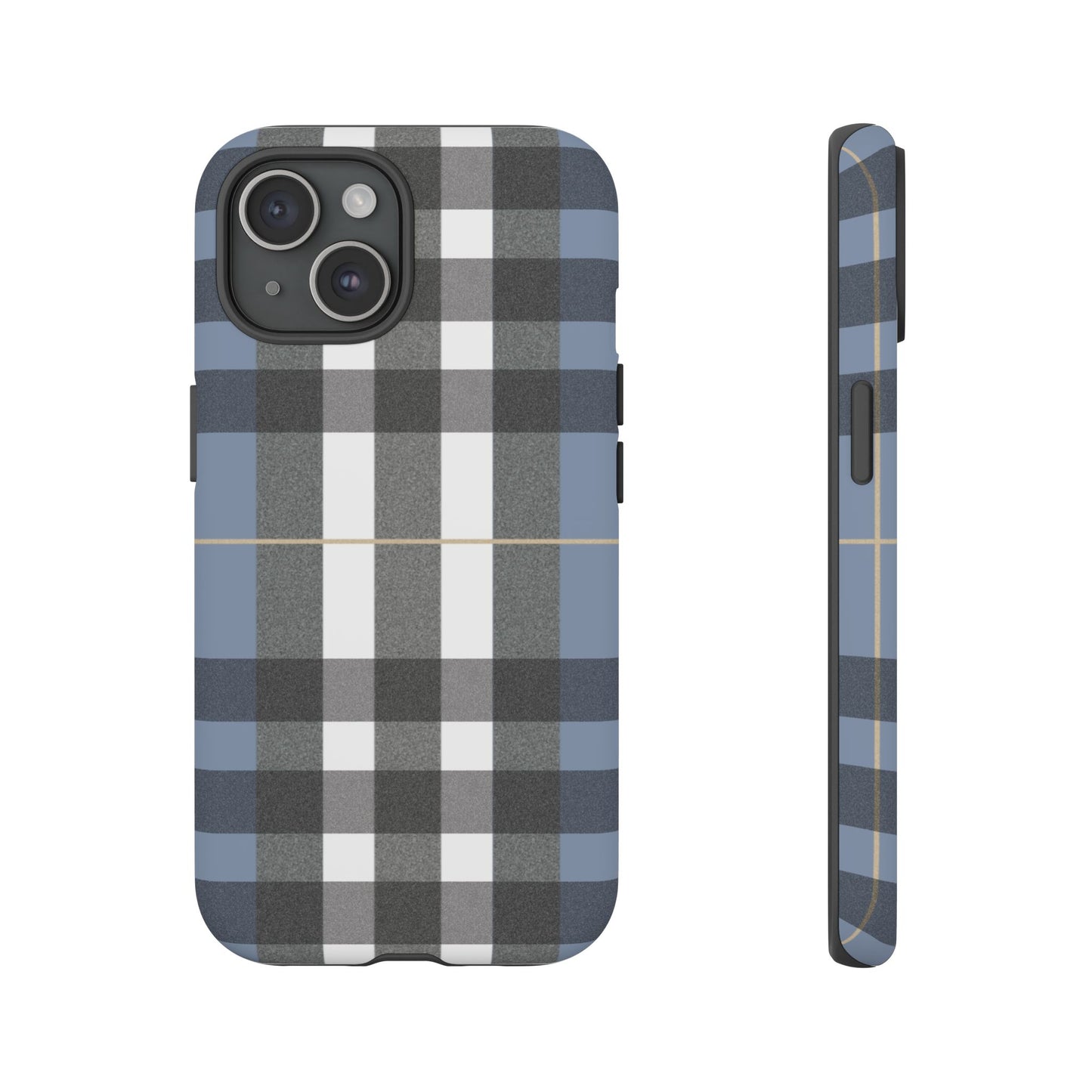 Nordic Plaid Tough Phone Case — Blue Gray Buffalo Check Protective Cover
