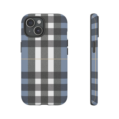 Nordic Plaid Tough Phone Case — Blue Gray Buffalo Check Protective Cover