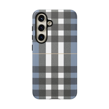 Nordic Plaid Tough Phone Case — Blue Gray Buffalo Check Protective Cover
