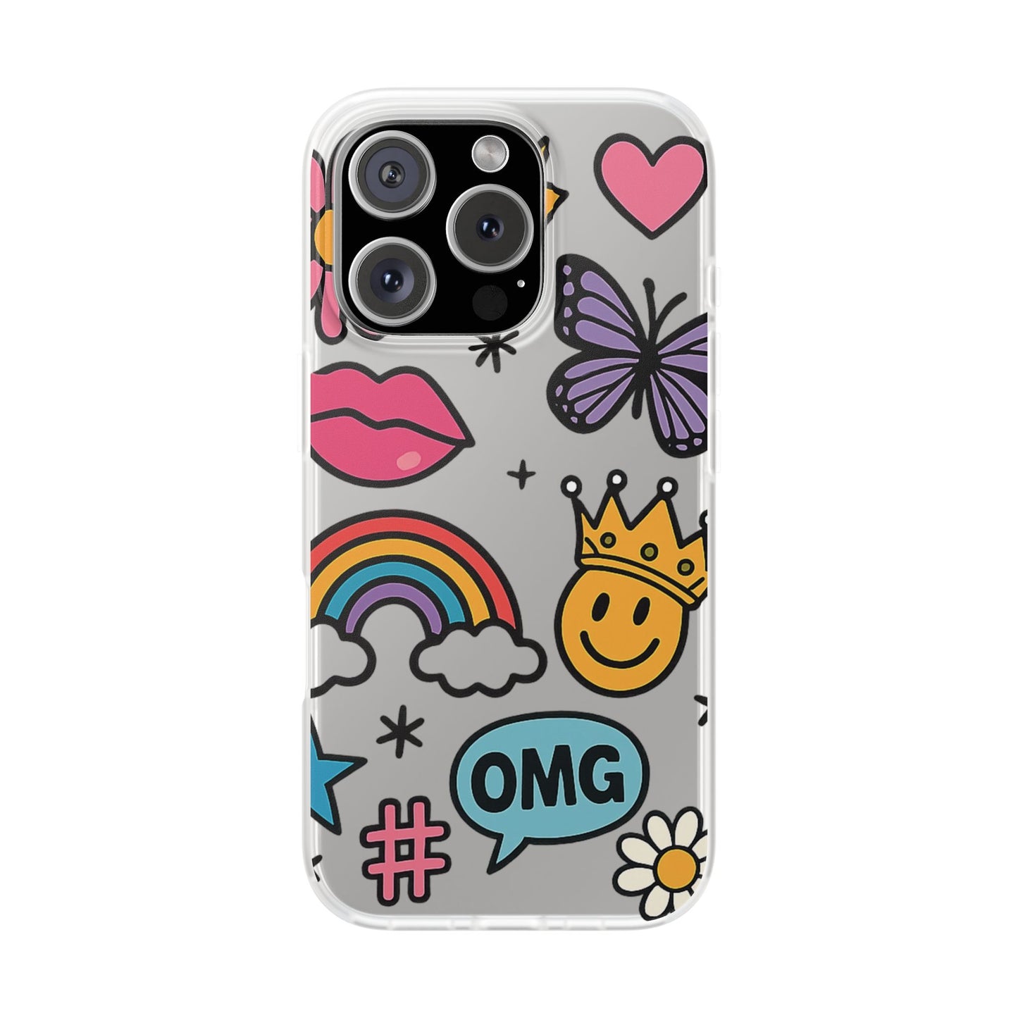Doodle Pop Sticker Collage— Sleek Protective Flexi-Case