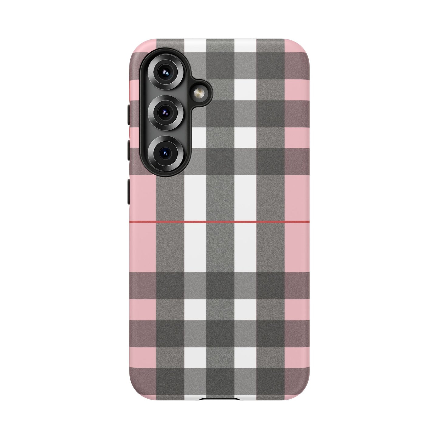 Bubblegum Plaid Tough Phone Case - Pink and Gray Buffalo Protection Cover