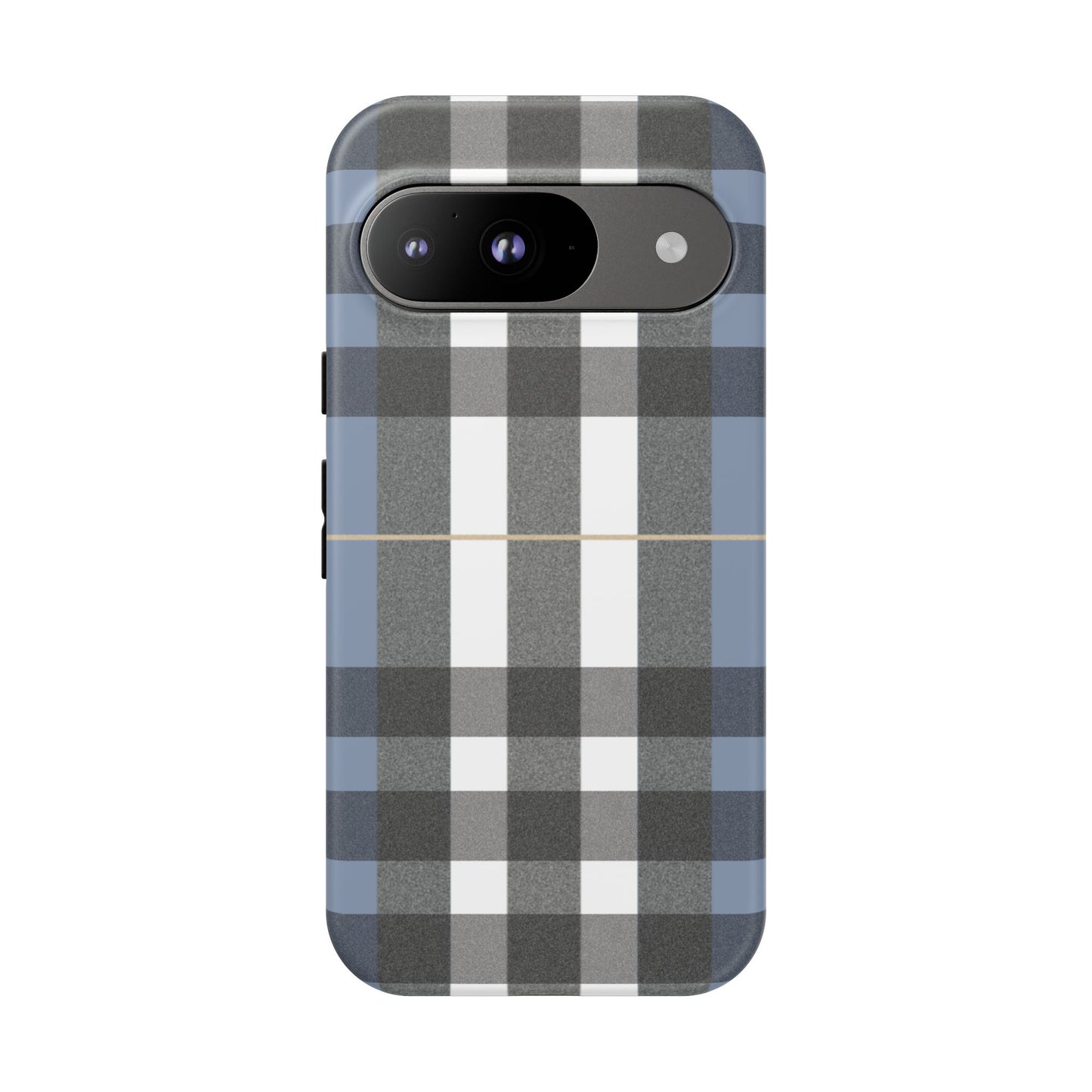 Nordic Plaid Tough Phone Case — Blue Gray Buffalo Check Protective Cover