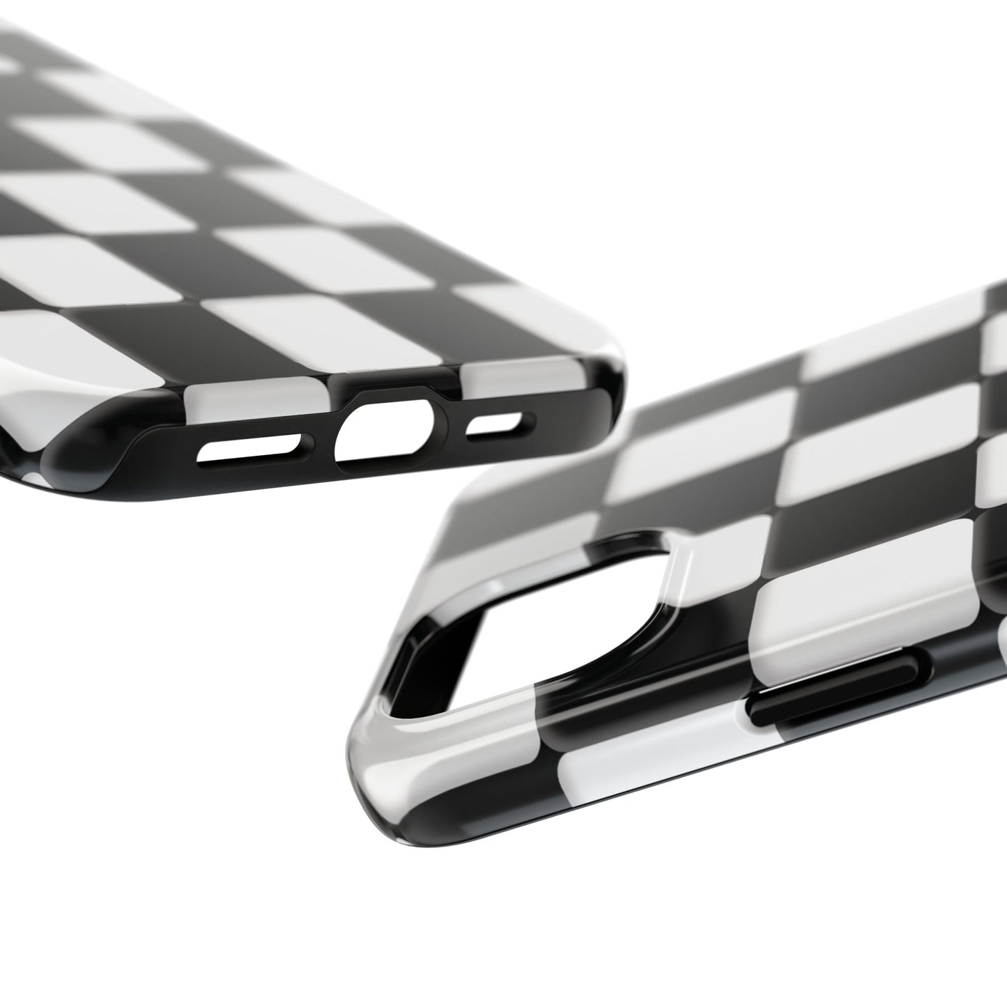 Checkerboard Tough Phone Case — Black & White Retro Protective Cover
