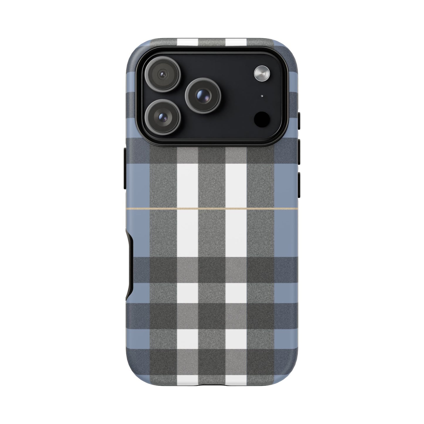 Nordic Plaid Tough Phone Case — Blue Gray Buffalo Check Protective Cover