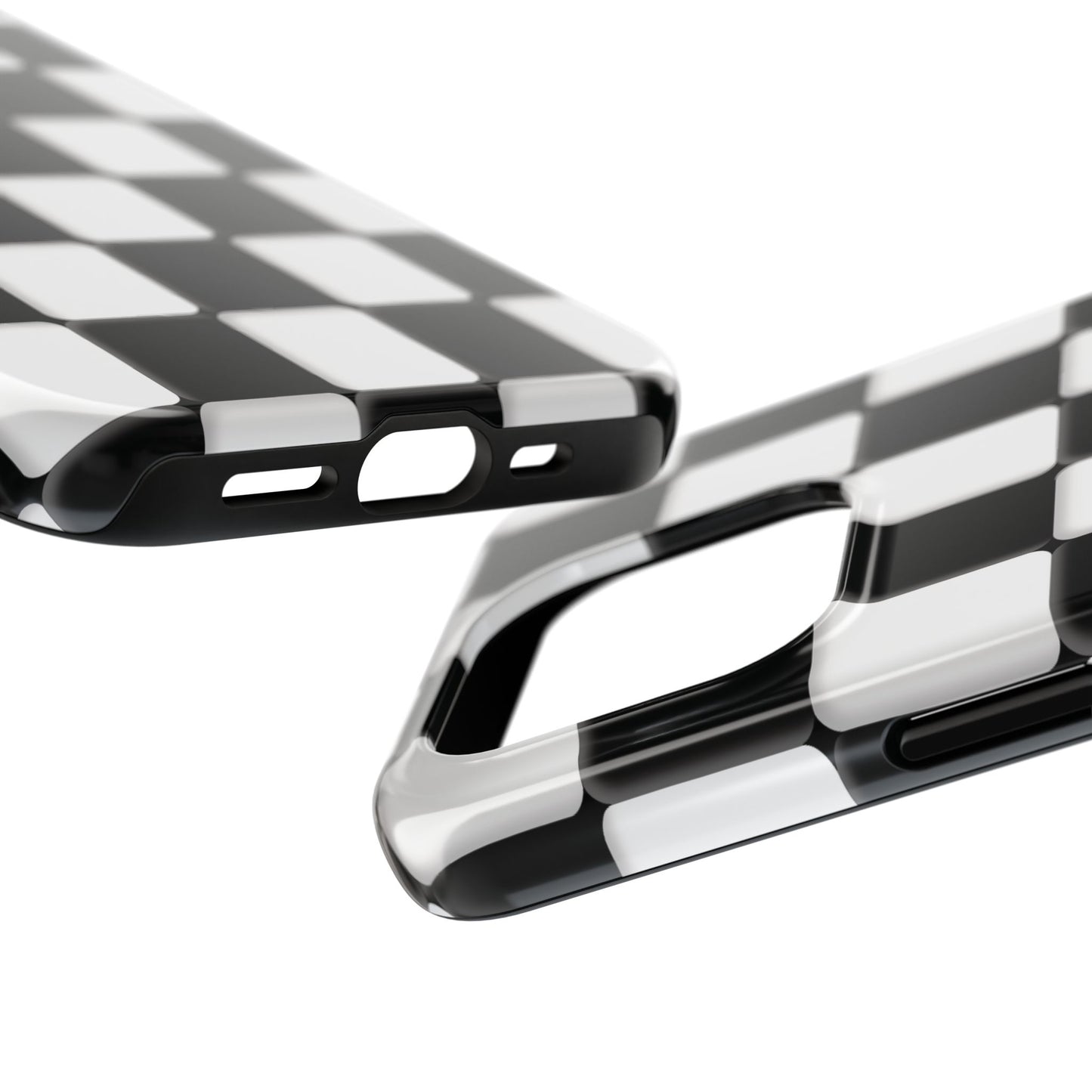 Checkerboard Tough Phone Case — Black & White Retro Protective Cover