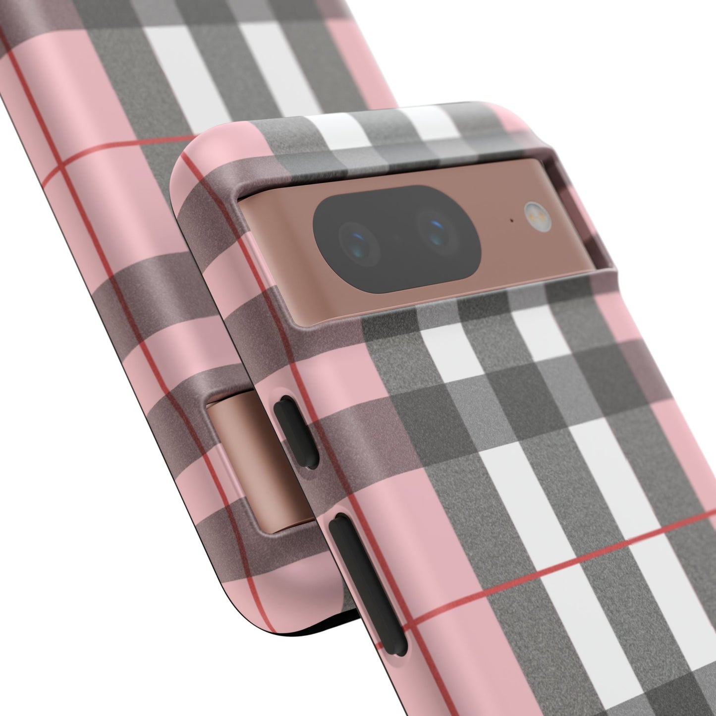 Bubblegum Plaid Tough Phone Case - Pink and Gray Buffalo Protection Cover