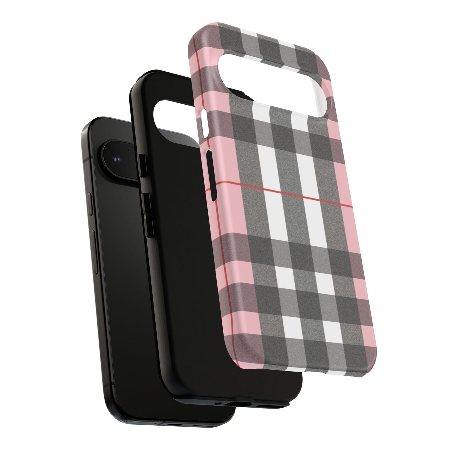 Bubblegum Plaid Tough Phone Case - Pink and Gray Buffalo Protection Cover