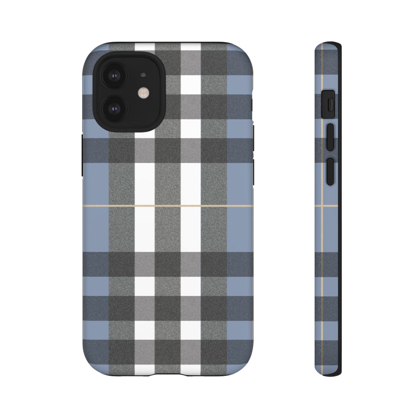 Nordic Plaid Tough Phone Case — Blue Gray Buffalo Check Protective Cover