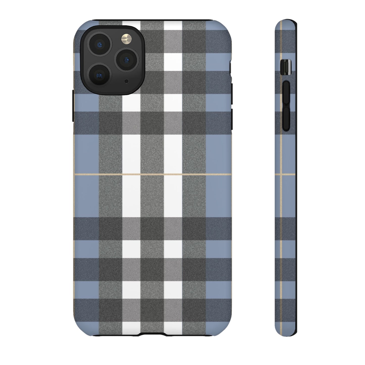 Nordic Plaid Tough Phone Case — Blue Gray Buffalo Check Protective Cover