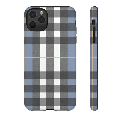 Nordic Plaid Tough Phone Case — Blue Gray Buffalo Check Protective Cover