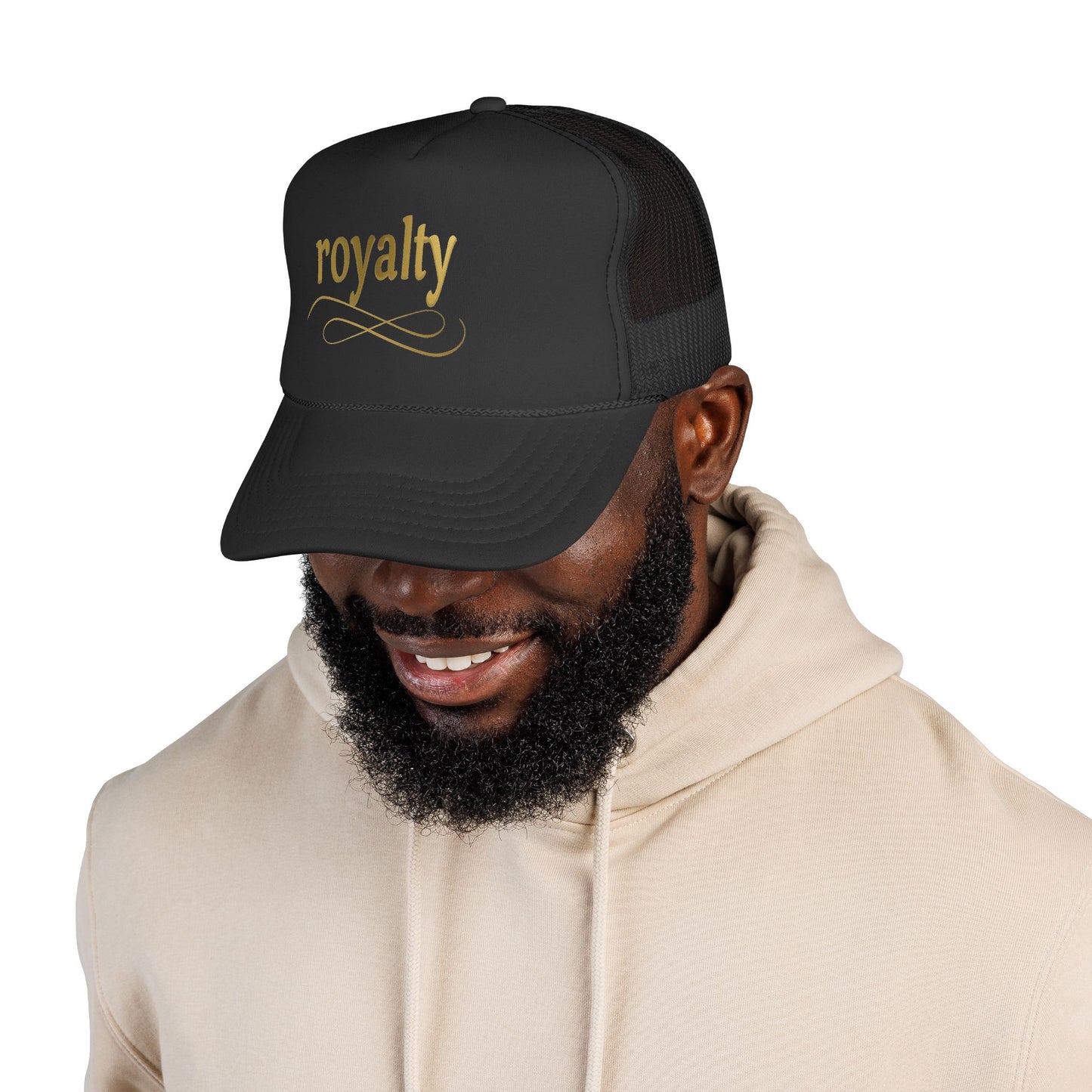 Gold Royalty Script Trucker Cap – Gold Script Mesh Hat