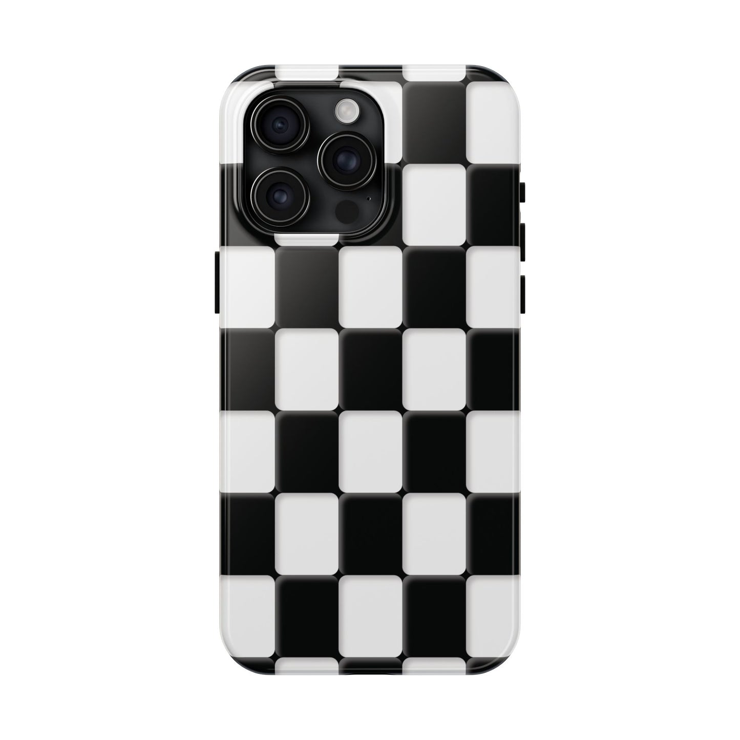 Checkerboard Tough Phone Case — Black & White Retro Protective Cover