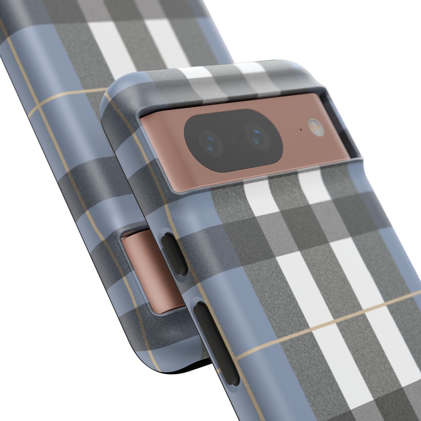 Nordic Plaid Tough Phone Case — Blue Gray Buffalo Check Protective Cover