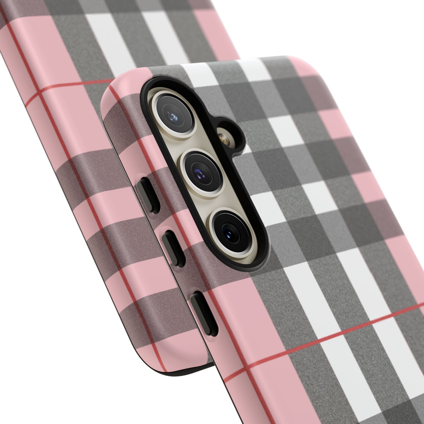 Bubblegum Plaid Tough Phone Case - Pink and Gray Buffalo Protection Cover