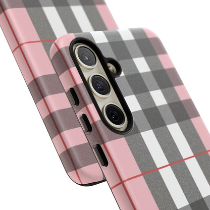 Bubblegum Plaid Tough Phone Case - Pink and Gray Buffalo Protection Cover