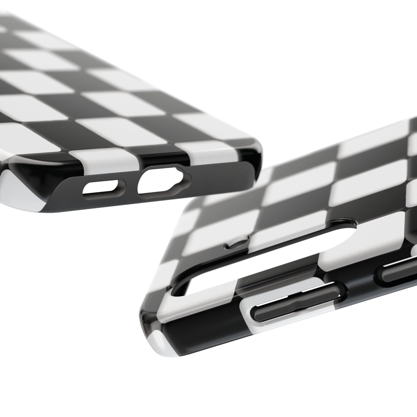 Checkerboard Tough Phone Case — Black & White Retro Protective Cover