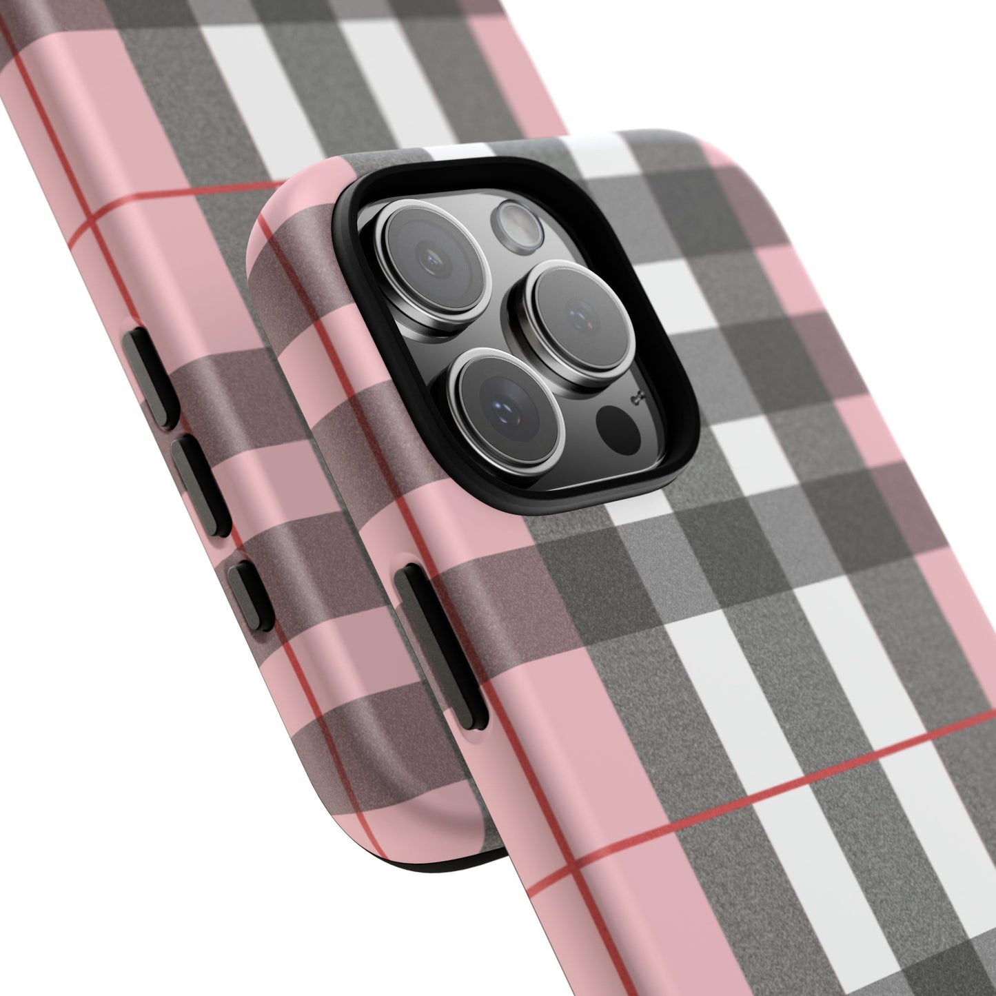 Bubblegum Plaid Tough Phone Case - Pink and Gray Buffalo Protection Cover