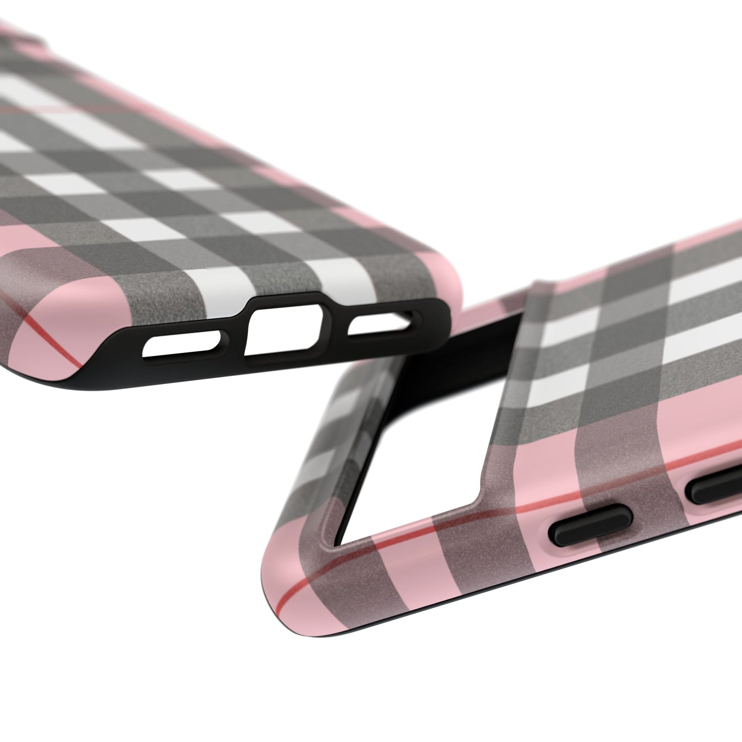 Bubblegum Plaid Tough Phone Case - Pink and Gray Buffalo Protection Cover