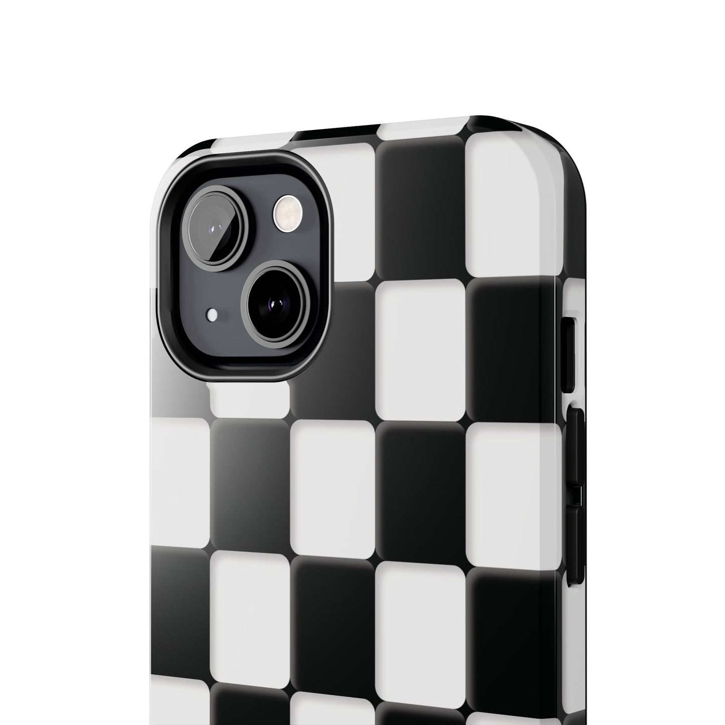 Checkerboard Tough Phone Case — Black & White Retro Protective Cover