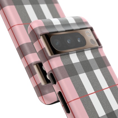 Bubblegum Plaid Tough Phone Case - Pink and Gray Buffalo Protection Cover