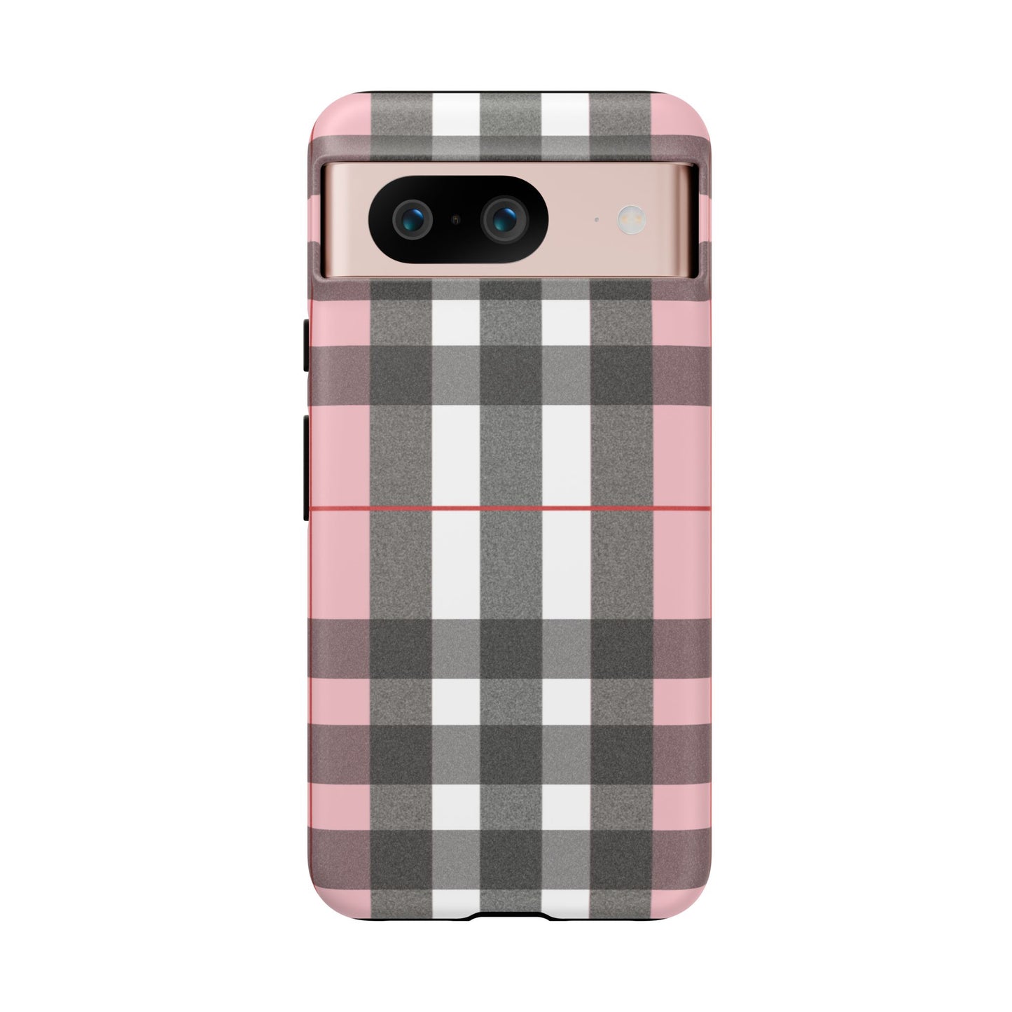 Bubblegum Plaid Tough Phone Case - Pink and Gray Buffalo Protection Cover